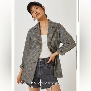 Avec Les Filles Plaid Long Line Blazer